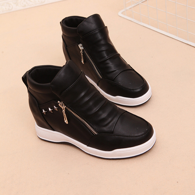 韩版小白鞋子女2017秋冬季新款厚底百搭休闲运动鞋内增高女高帮鞋