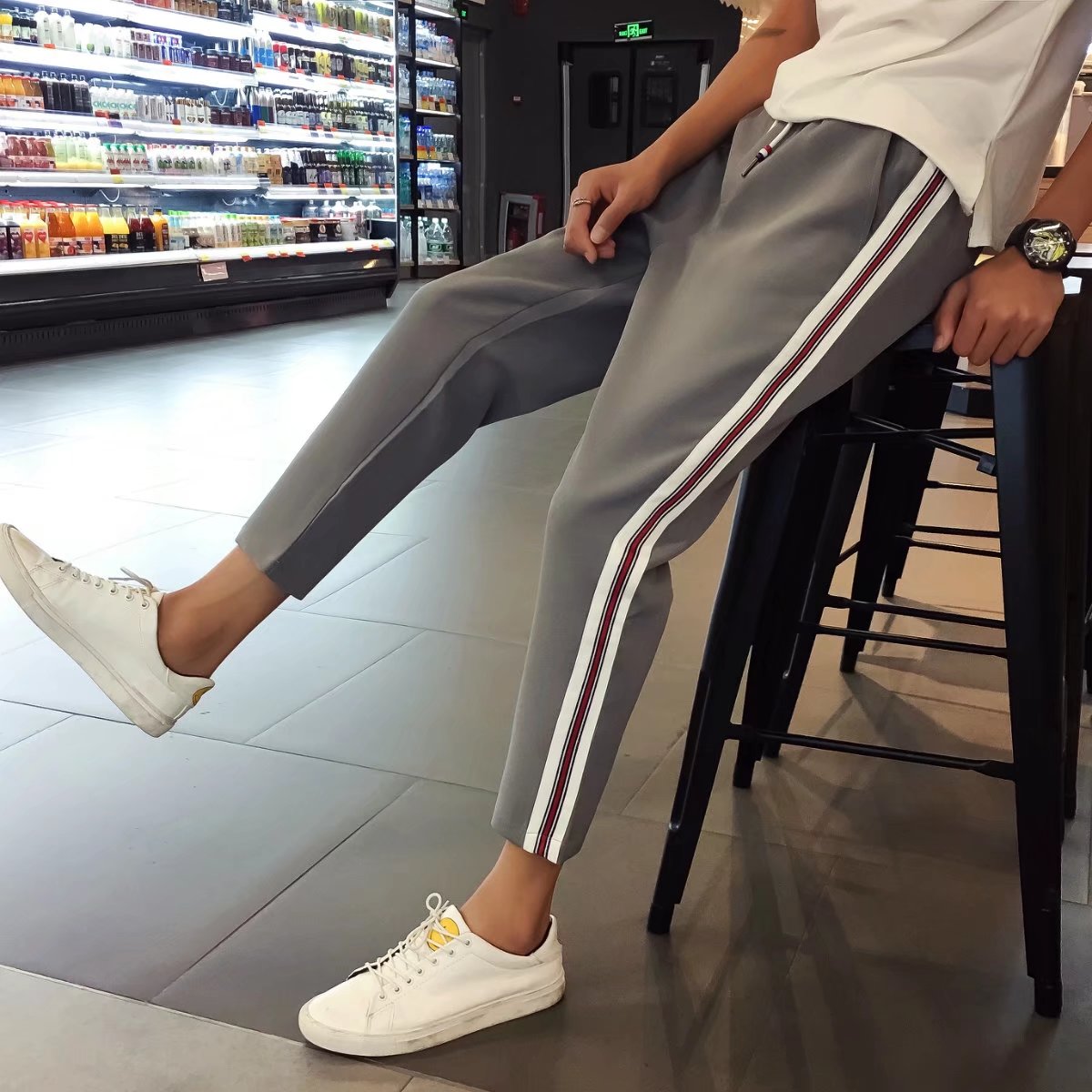 literature man summer Casual pants lovers Mosaic Sports pants Thin section Korean Edition Ninth pants Easy trousers Pencil Pantsin the Men's clothing, Casual pants category - from Buy2taobao.com to provide professional Taobao agent buy service