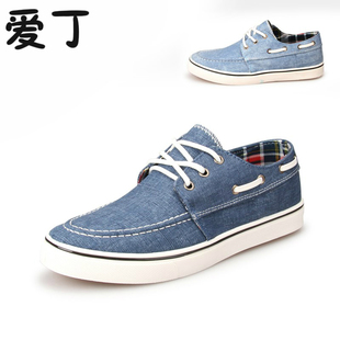  男士休闲帆布鞋牛仔韩版潮流时尚流行板鞋懒人鞋透气系带低帮