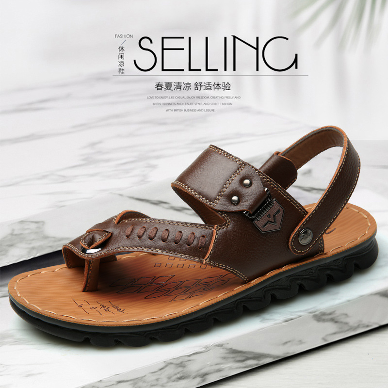 2019 new pattern summer man leisure time genuine leather Sandals Beach shoes Middle and old age ventilation shoesin the Men's Shoes, Sandals category - from Buy2taobao.com to provide professional Taobao agent buy service