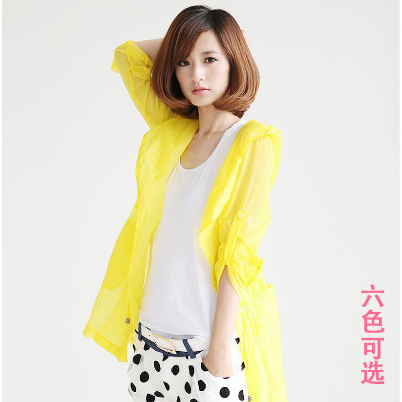 透明长糖果色防晒服...