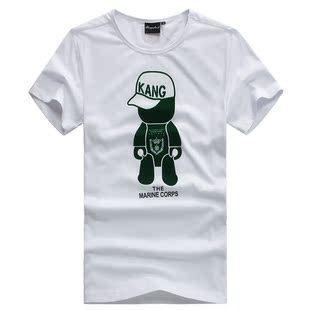  布尔根兰 男装正品短袖 运动休闲棉质圆领打底衫卡通图案半袖T恤