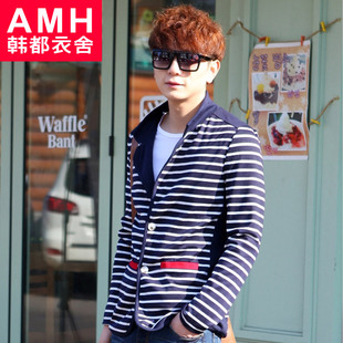  AMH男装韩国春装新款韩版时尚条纹休闲西服NX2137恊伍