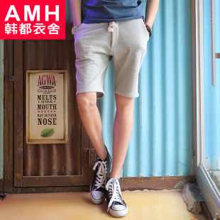  AMH男装韩国夏装新款韩版纯色贴布男款休闲短裤QA凱