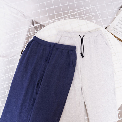 原 很实穿基本款 性价比之选 纯色针织棉质休闲运动裤 女卫裤薄绒
