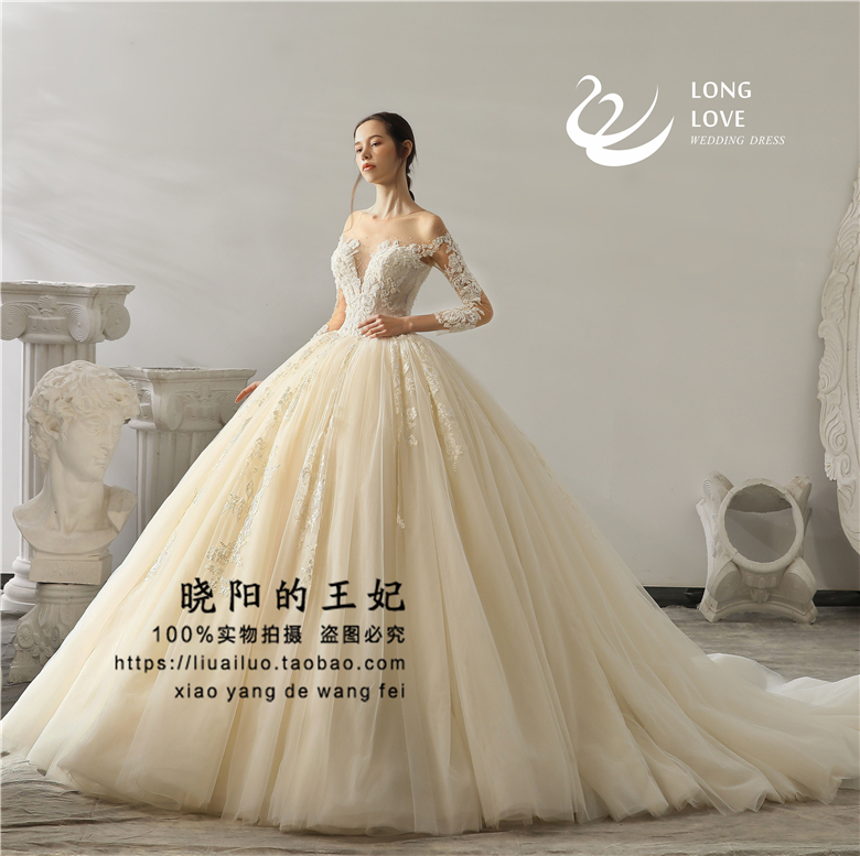 出租香槟奢华大拖尾新娘婚纱礼服高腰显瘦性感小漏背欧式宫廷蓬蓬|msdalam kategori Butik wanita / wanita, perkahwinan/Cheongsam/pakaian, perkahwinan - dari Buy2taobao.com untuk memberikan perkhidmatan ejen Taobao profesional membeli
