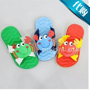  韩国进口童装正品代购夏季新款儿童韩版休闲卡通螃蟹宝宝拖鞋