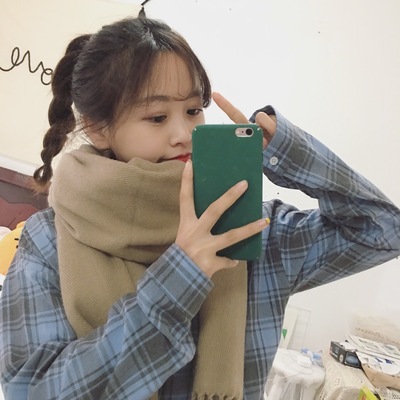 冬天韩版百搭加厚流苏围巾保暖围脖小清新时尚休闲纯色披肩女士潮