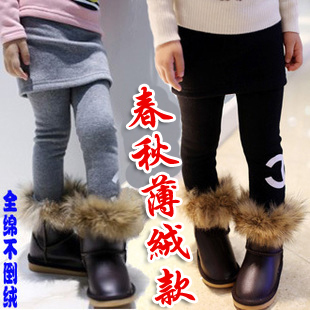  新款儿童淑女加绒加厚假两件女童打底裤裙宝宝裤子