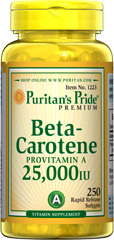  现货小票美国Puritan's Pride胡萝卜素250粒25000IU抗氧化护眼