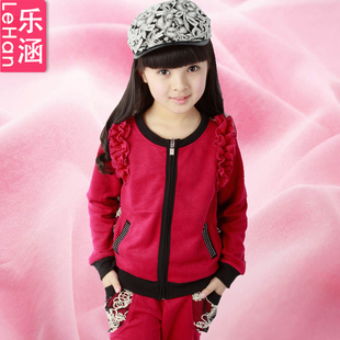  女童春装新款儿童套装韩版休闲中大童套装童装套装韩版蕾丝