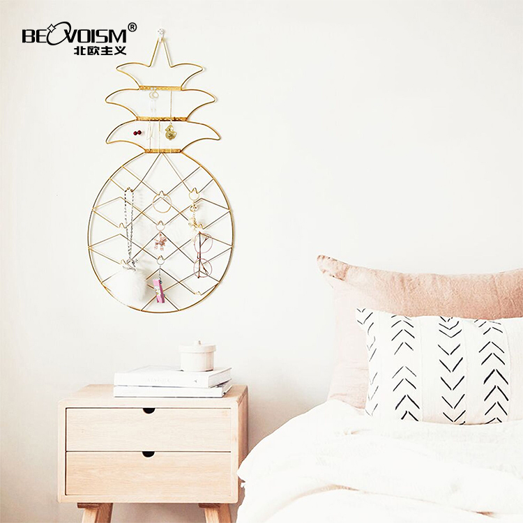 golden pineapple grid Necklace Earrings key Shelf desktop Storage Jewelry rack girl Room metope decoratein the Home accessories , Mural category - from Buy2taobao.com to provide professional Taobao agent buy service