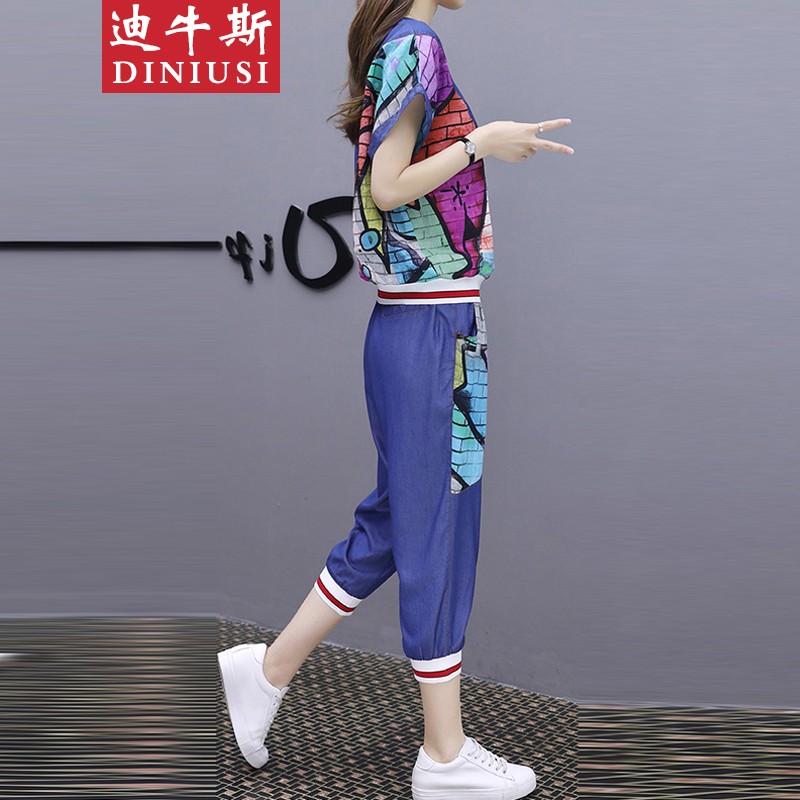 Princess style Flagship store Clothes show The cow 2019 Cropped Trousers printing Easy Two piece set Chinese flowering crab applein the Play mode/Anime/Periphery/cos/Board games , Cosplay Apparel/Props/Service , Cosplay Women category - from Buy2taobao.com to provide professional Taobao agent buy service
