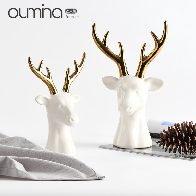 Deer Decoration golden Antlers Northern Europe originality Simplicity ceramics three-dimensional Animal head a living room ornament bar decoratein the Home accessories , Decoration category - from Buy2taobao.com to provide professional Taobao agent buy service