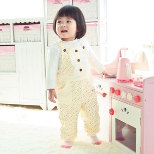  恩恩熊婴儿背带裤秋冬款宝宝背带裤长裤子开裆儿童背带裤儿童裤子
