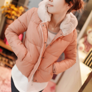 糖果色连帽修身小棉服...