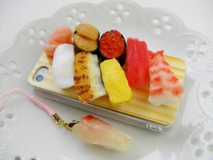  日本代购★日本传统工艺<海鳗寿司美食iphone 4/4S手机壳附挂件