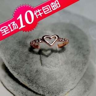  0718  韩版饰品 淑女气质小桃心水钻戒指 指环