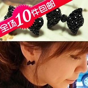  0137 蝴蝶结满钻耳钉  最新 韩版女可爱 镶钻 耳环满包邮