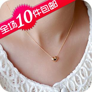  1653 饰品批发 时尚优雅甜美可爱 短款金色爱心 项链颈链锁骨链女