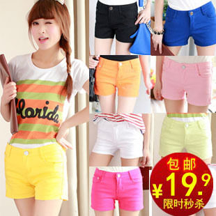 For post 2013 new summer ladies ' denim cotton candy color Joker-like Korean shorts hot pants shorts women
