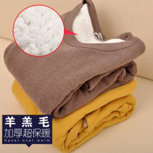  包邮秋冬韩保暖加绒加厚中长款包臀卫衣休闲打底衫长袖绒衫