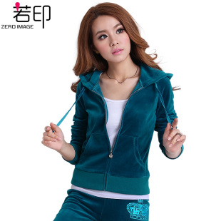  春装新品大码天鹅绒运动套装女款运动服韩版卫衣休闲运动套装加厚