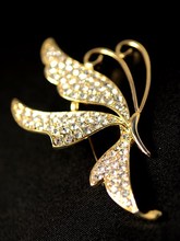 South Korea imported full diamond white butterfly fashion brooch