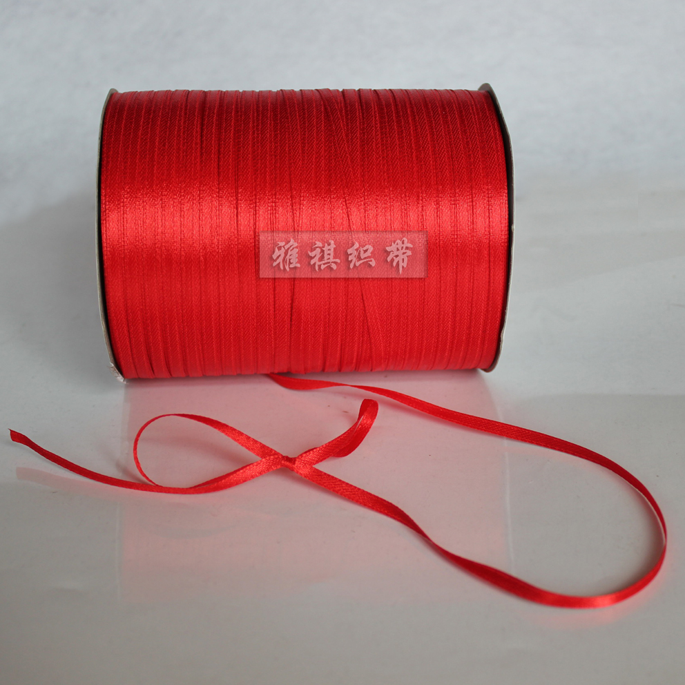 Ya-Chi Ribbon 3mm Red Ribbon Ribbon Candy bags Bandage Ribbons Tag bookmark silk ribbonin the Festive supplies/Gift , Sugar Box/Sugar Box Accessories category - from Buy2taobao.com to provide professional Taobao agent buy service