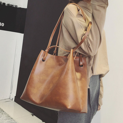 2019春季新款文艺范大包韩版复古子母包简约森系手提单肩包女包潮