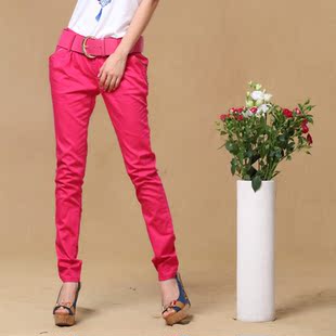 5629依朵拉2014<em>春季清仓</em> <em>女装</em>玫红色休闲裤哈