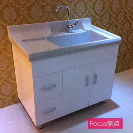 新款1米石英石超大水池洗衣柜阳台组合柜特价