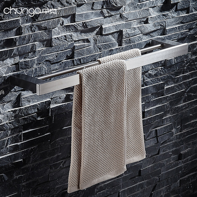 304不锈钢拉丝卫生间浴室厕所毛巾杆双杆浴巾架毛巾架挂杆手巾架