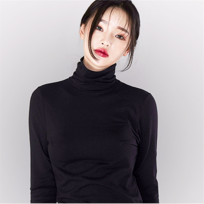 高领打底衫女秋冬长袖t恤女式秋衣2018新款修身纯棉紧身黑色保暖