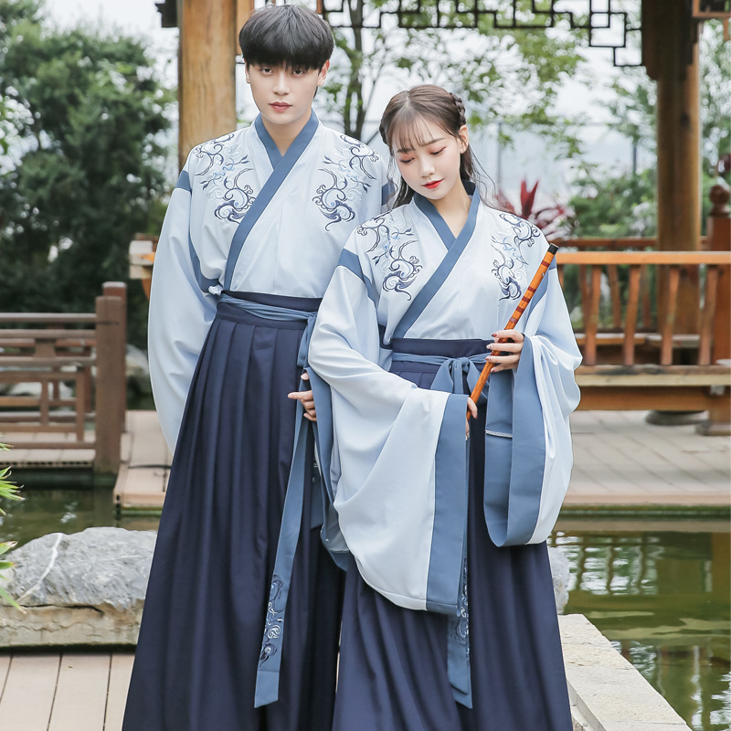 lease Hanfu men's wear Same item Wei-Jin period Big sleeves Ruskirt Embroidery Autumn and winter daily Chinese style cp suitin the Women's clothing/Boutique , Costume/National costume/Stage costumes , National costume/Costumes category - from Buy2taobao.com to provide professional Taobao agent buy service