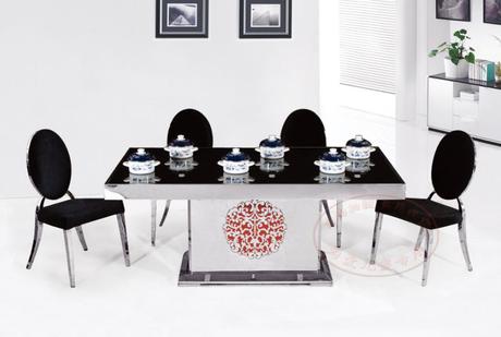 分餐式火锅桌 6人桌 方桶不锈钢 暗装玻璃桌 1