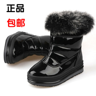  特价宝贝传奇冬新款女童鞋韩版兔毛漆皮厚底中筒棉靴儿童雪地靴子