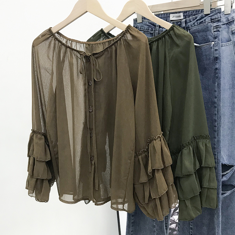 2019 Korean Edition summer Long sleeve shirt Sunscreen Show thin jacket fashion new pattern Western style F@7in the Women's clothing/Boutique , Shirt category - from Buy2taobao.com to provide professional Taobao agent buy service