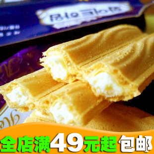  韩国进口crown可拉奥奶油榛子瓦奶油蛋卷142g 韩国食品零食特产