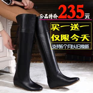  秋冬正品新品过膝长靴内增高高跟高筒靴女靴真皮骑士靴女靴子