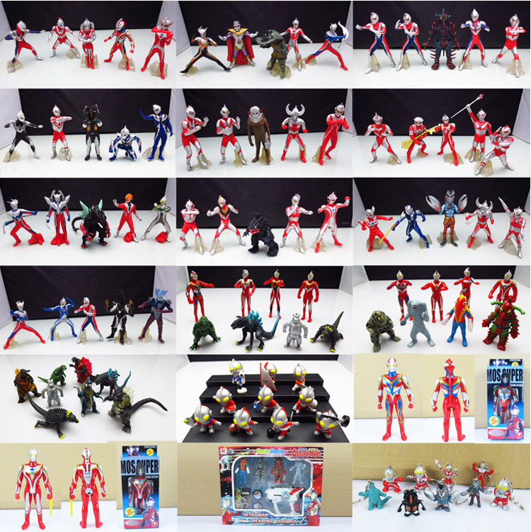 Three packages-mail the whole set of 18 Ultraman salted egg Superman Monster male child model Figurine Doll Toy