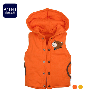  婴儿马甲春秋款新生儿宝宝马甲背心儿童男童女童马甲背心夹棉带帽