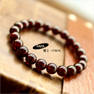  PAPA出品 斯里兰卡进口8MM酒红石榴石手链 晶体表面不错哦