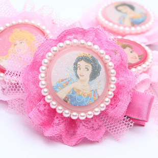  新!专柜正品迪士尼儿童发夹 白雪公主宝宝发饰 卡通边夹头饰