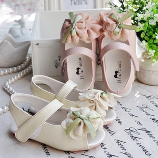  韩版儿童夏季款凉鞋　宝宝唯美蕾丝露趾女孩凉鞋　1-3岁公主鞋