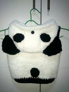 成品 可爱熊猫马甲 手工编织 绒绒线 儿童宝宝毛