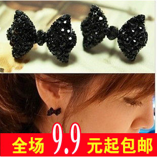 1321义乌小饰品批发地摊 蝴蝶结满钻耳钉 2013 最新