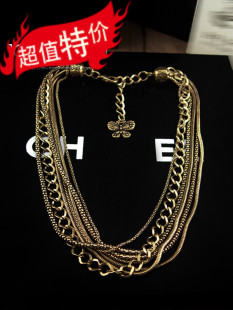  欧美风古金银蝴蝶链条流苏夜店男女徐濠萦DSHM锁骨链颈链项链项圈
