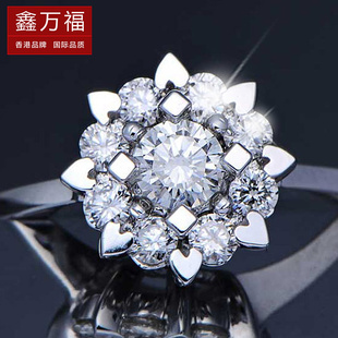  鑫万福超闪显大开运钻戒 克拉效果群镶钻石女戒结婚钻戒指R0095