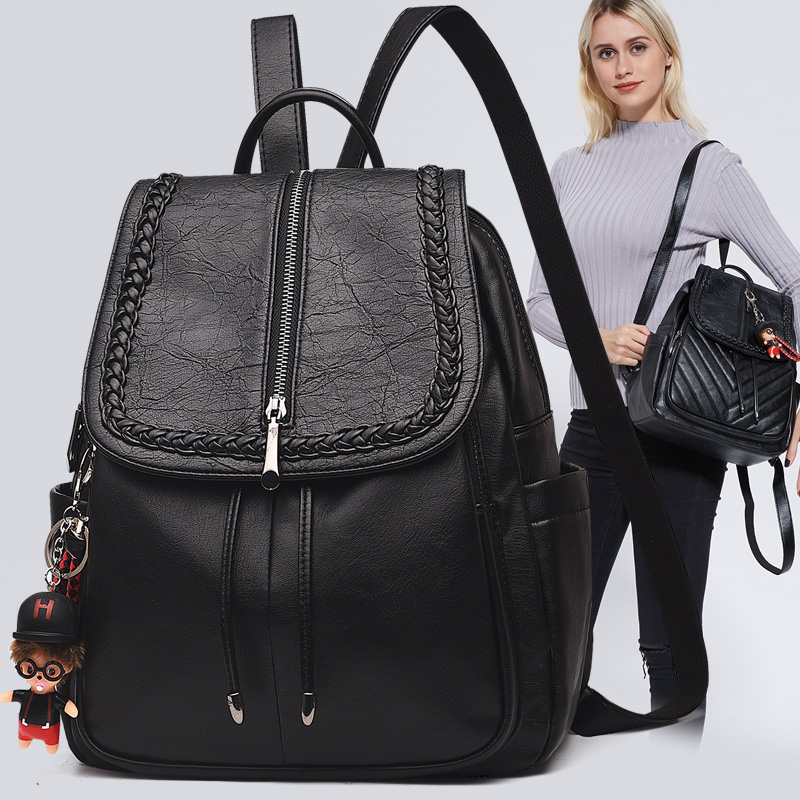 Backpack Women 2019 new pattern Korean Edition fashion Soft leather Backpack leisure time Versatile Trend Female bag travel knapsackin the Leather/Lady bags/Men's bag, Backpack category - from Buy2taobao.com to provide professional Taobao agent buy service